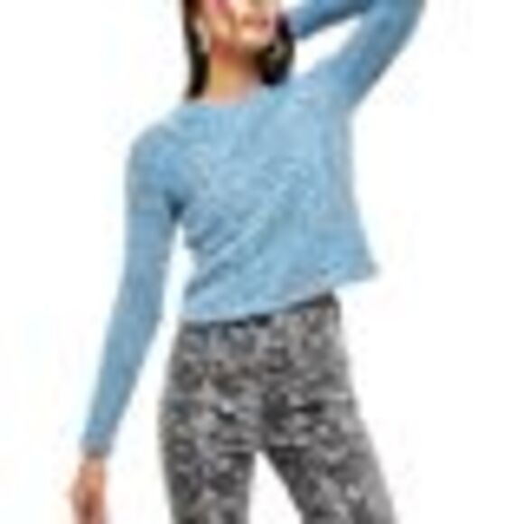 Free People Avalon Cropped Pullover Sweater Blue Marine - Picture 3 of 3